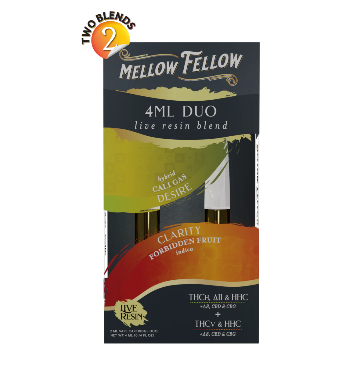 Desire - Cali Gas (Hybrid) & Clarity - Forbidden Fruit (Indica) - Live Resin 4ml Vape Cart Duo