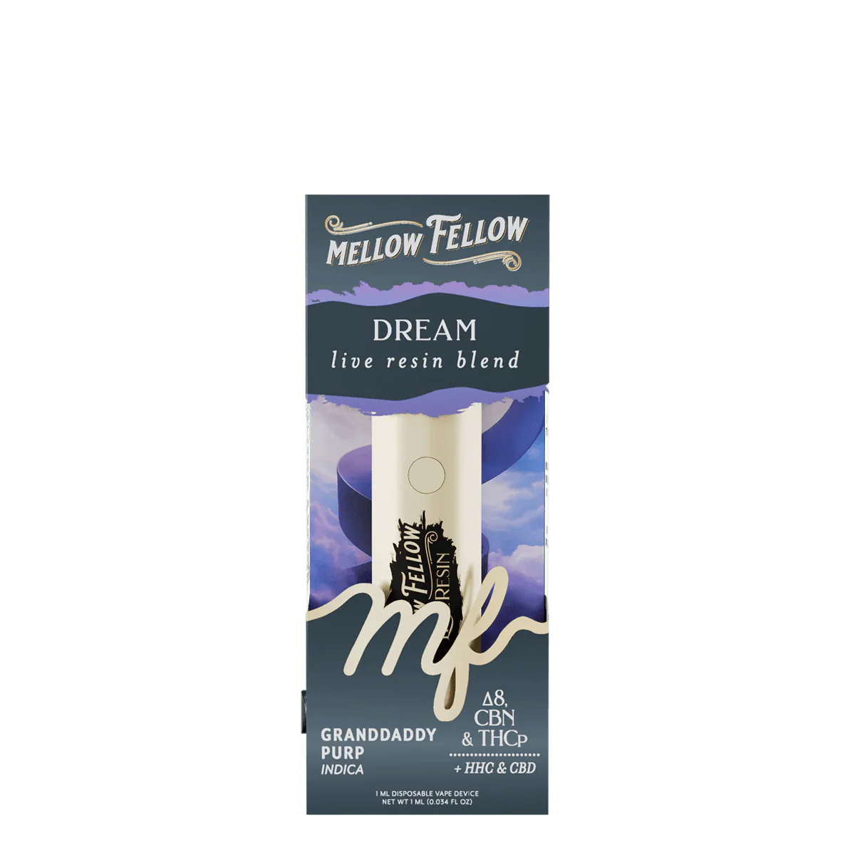 Dream Blend - Live Resin 1ml Disposable Vape - Granddaddy Purp (Indica)