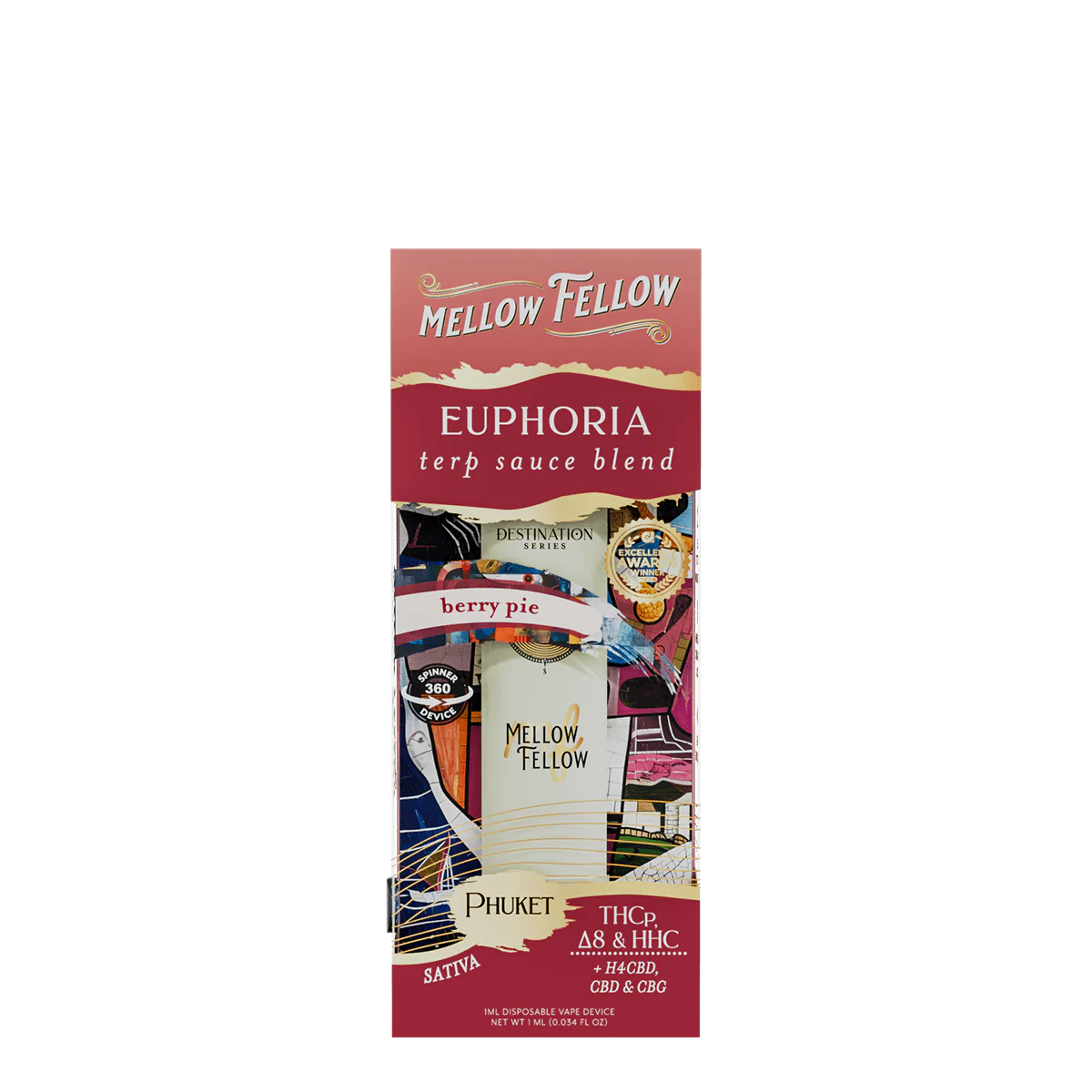 Euphoria Blend - Terp Sauce 1ml Disposable Spinner Vape - Berry Pie (Sativa)