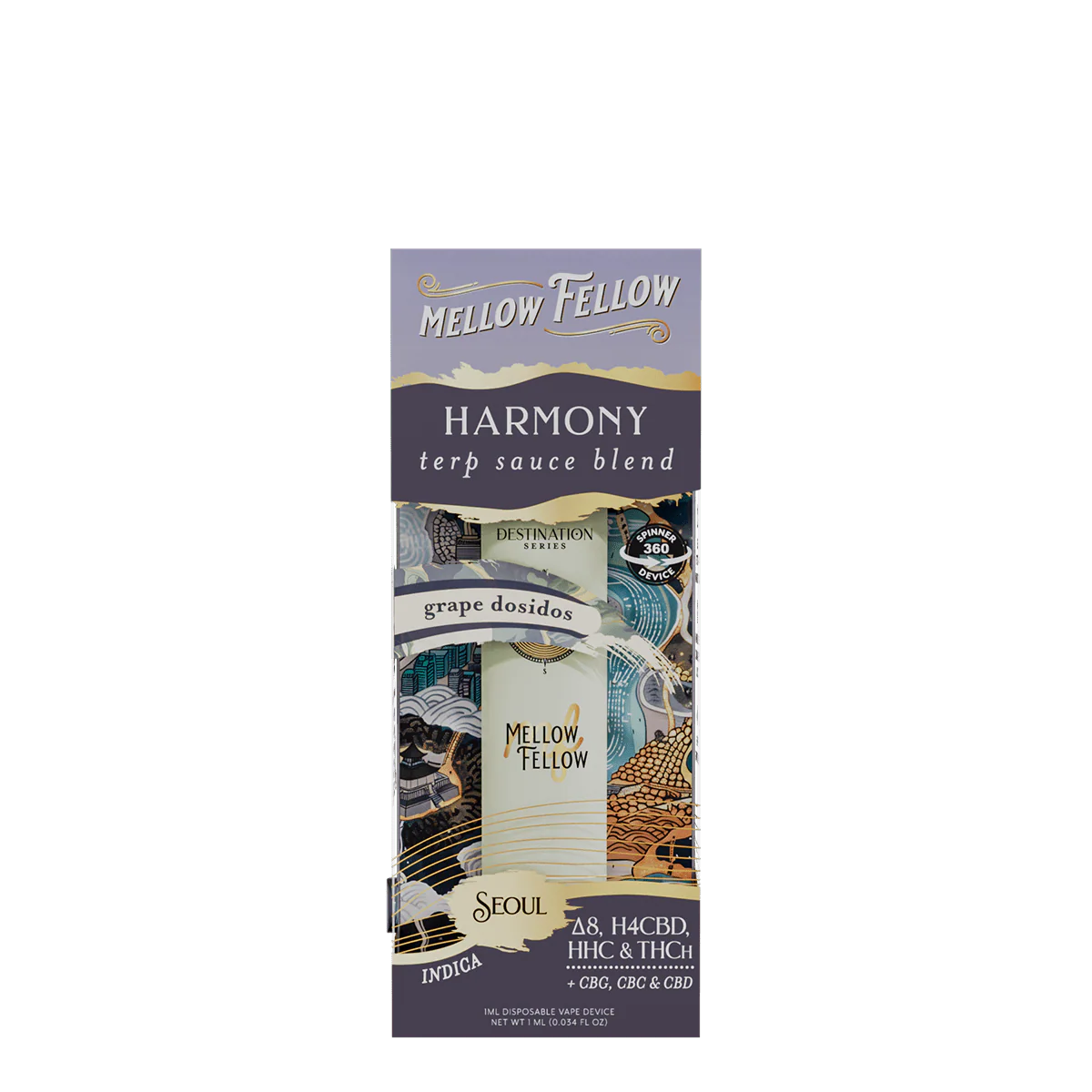 Harmony Blend - Terp Sauce 1ml Disposable Spinner Vape - Grape Dosidos (Indica)