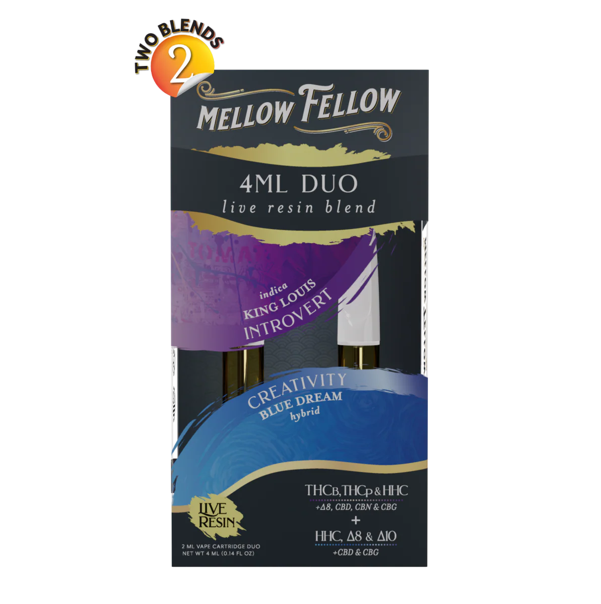 Introvert - King Louis (Indica) & Creativity - Blue Dream (Hybrid) - Live Resin 4ml Vape Cart Duo