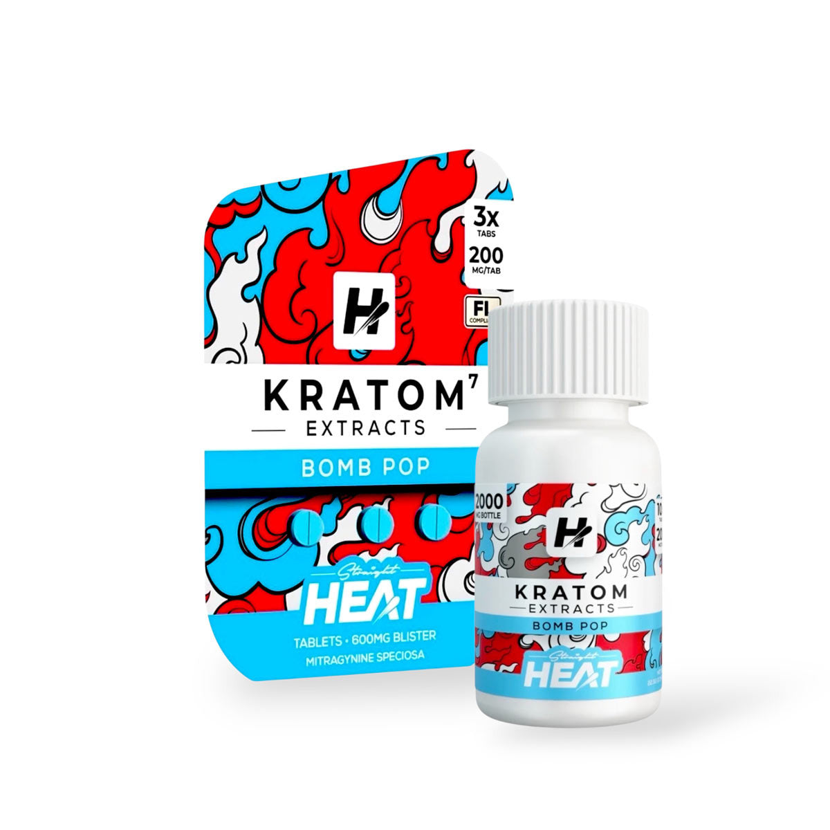 Straight Heat Kratom Extract Chewable Tablets Bomb Pop 200mg